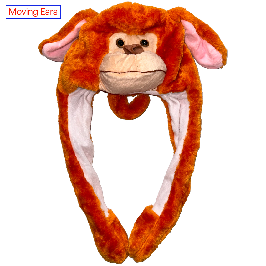 ANIMAL Hat with Moving Ears for Adults - Monkey Design