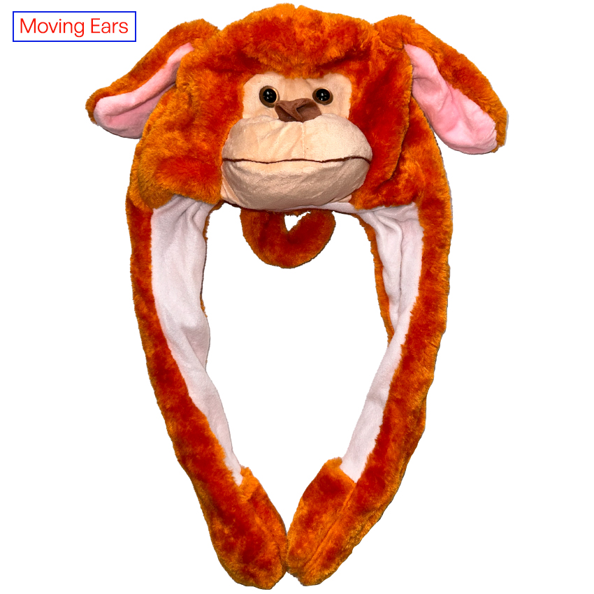 Animal Hat with Moving Ears for Adults - Monkey Design