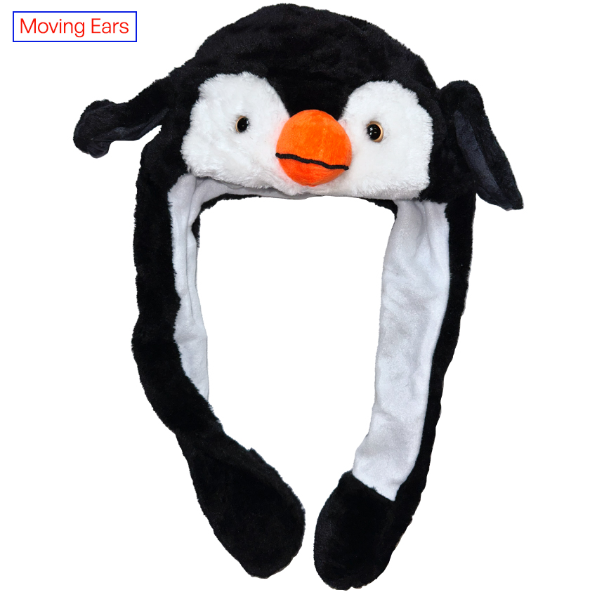 ANIMAL Hat with Moving Ears for Adults - Penguin Design