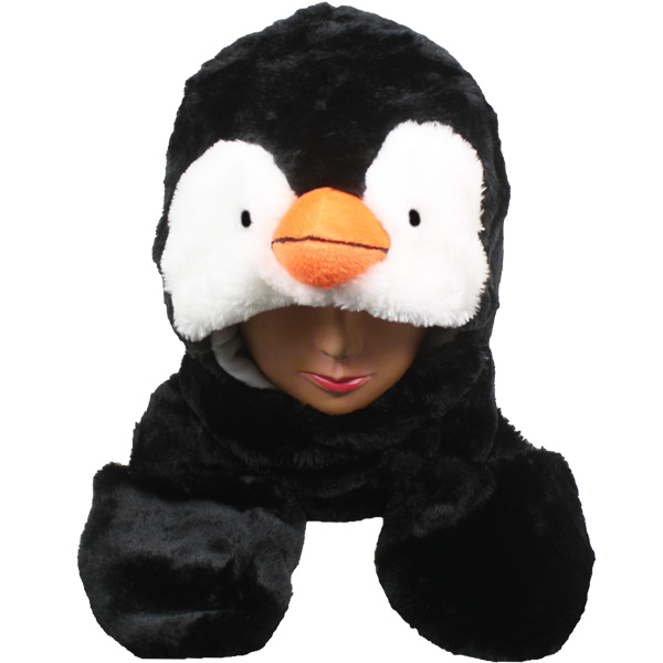 Plush Penguin Beanie HAT with Paw Mittens