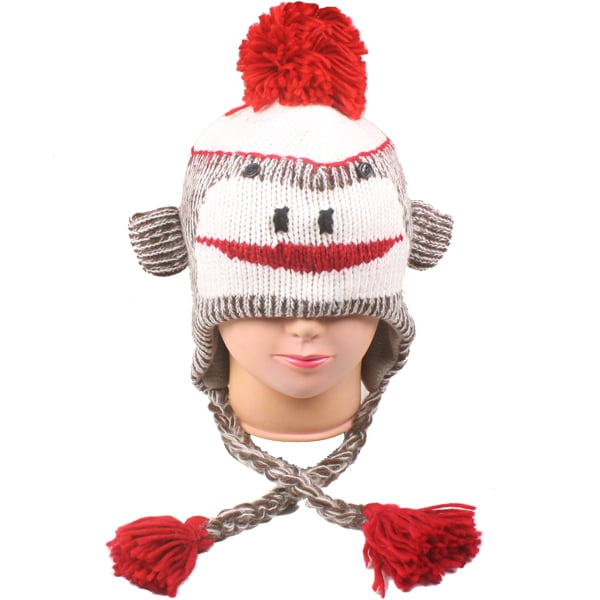 Knit Beanies with Pom Pom - Monkey HATS