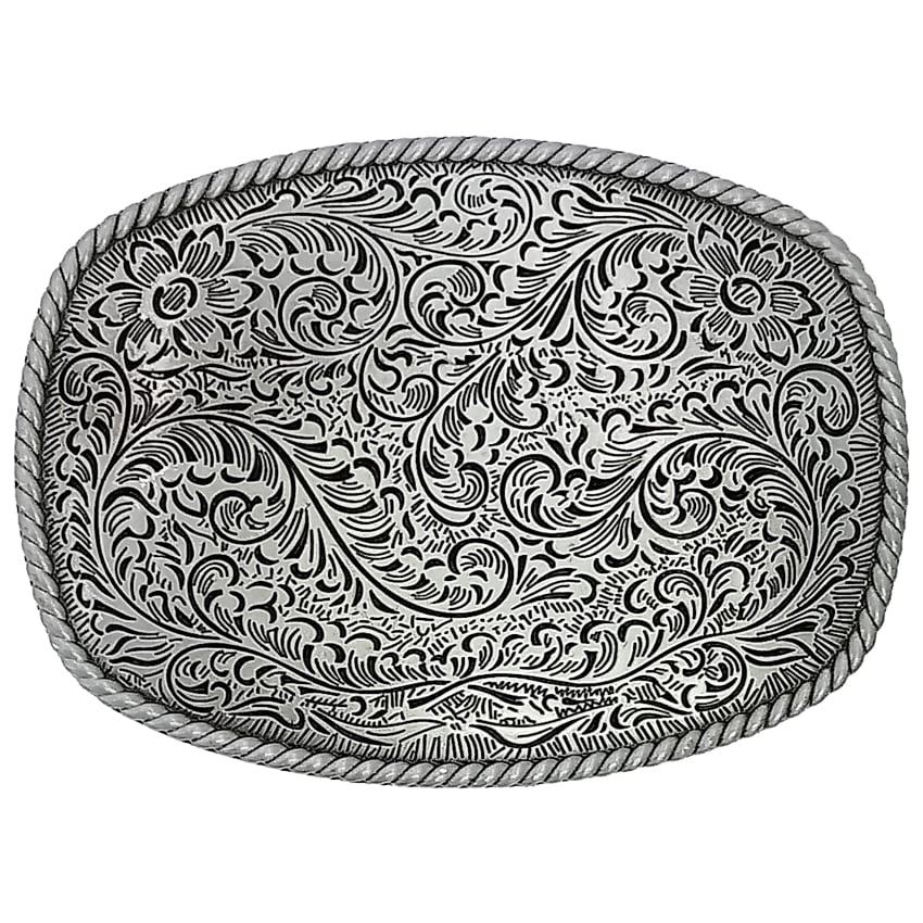 Antique Silver Western Belt Buckle - FLOWER Buckles