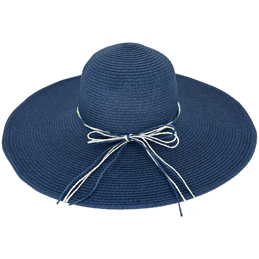 Navy Blue Wide Brim Summer Hats for LADIES - Metal Easy-shape Brim Support