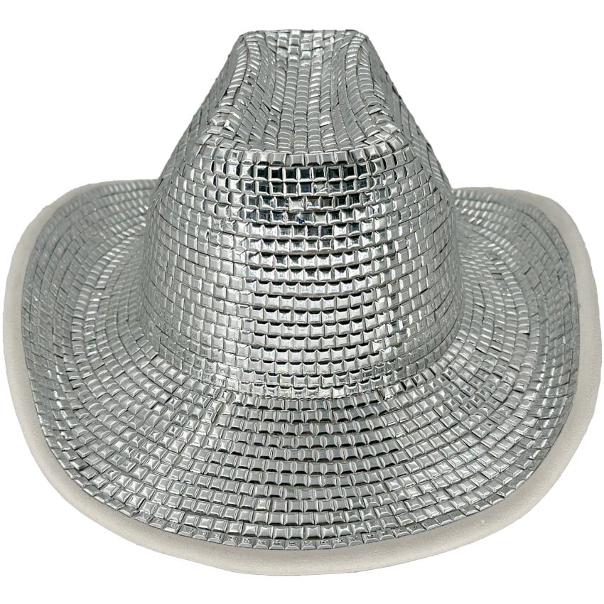 Silver Discoball Costume Cowboy Hats - MIRROR Glitter Cowgirl Hats