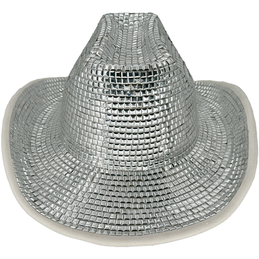 Silver Discoball Costume Cowboy HATs - Mirror Glitter Cowgirl HATs