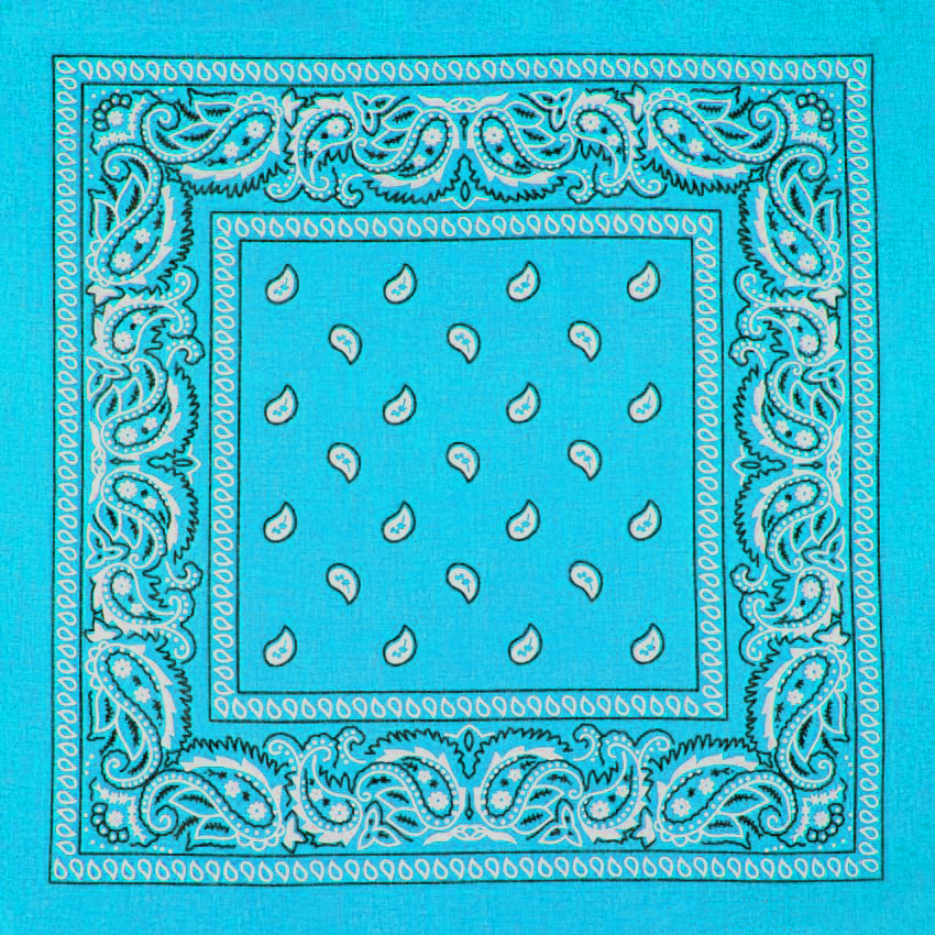 Light Blue Paisley Print Polyester BANDANAs