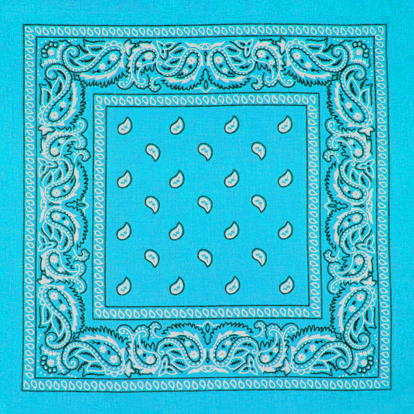 Light Blue Paisley Print Polyester Bandanas