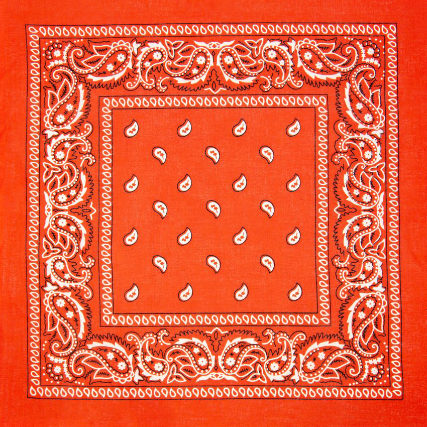 Orange Paisley Print Polyester Bandanas