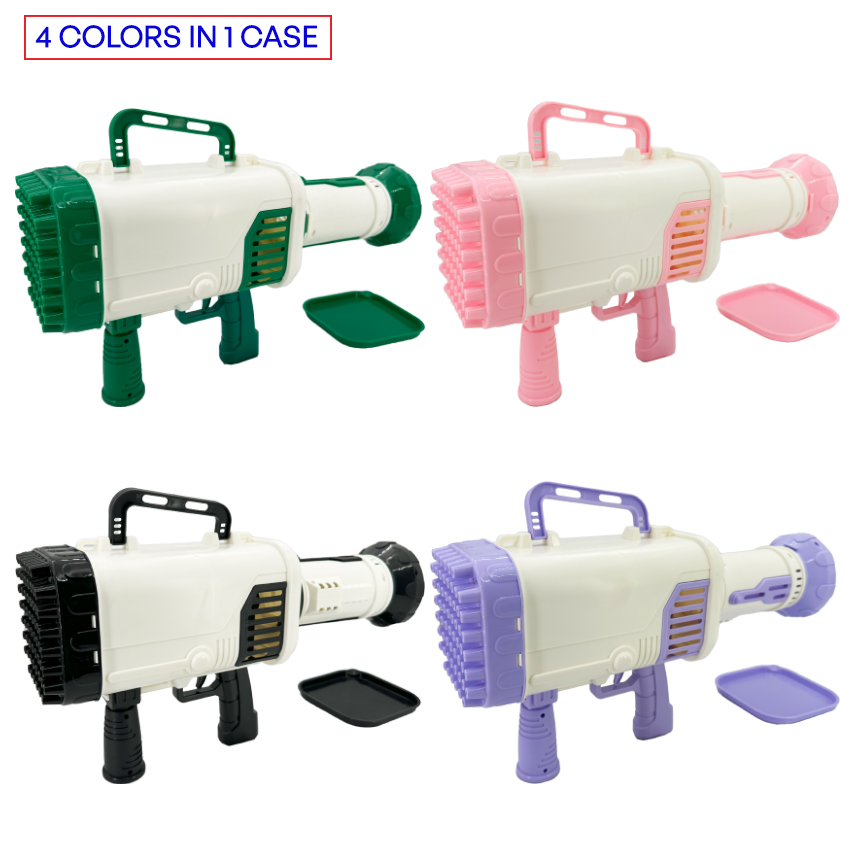 Bazooka BUBBLE GUN Set with 4 Colors - 60 Holes 