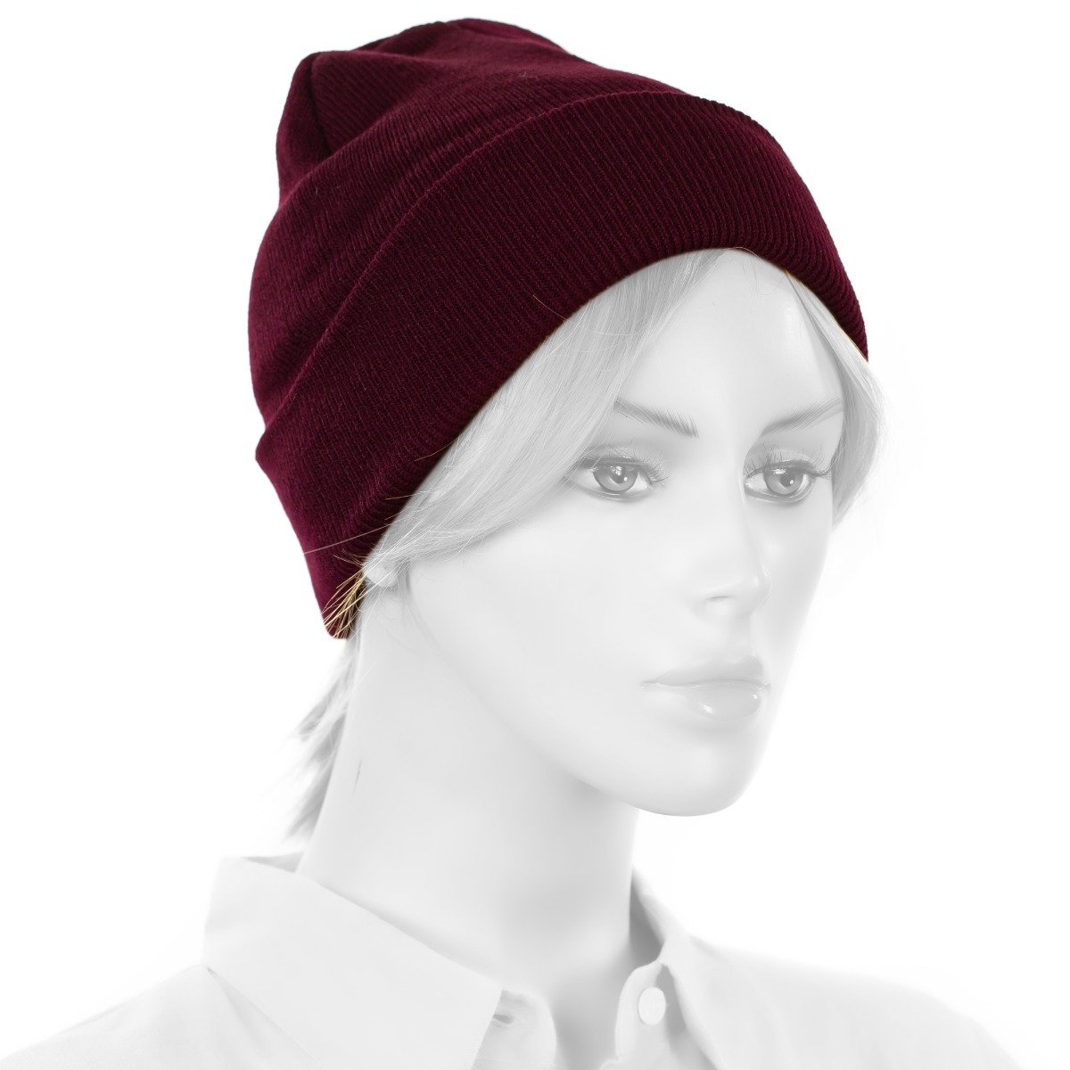 Unisex Plain Burgundy Beanie HAT