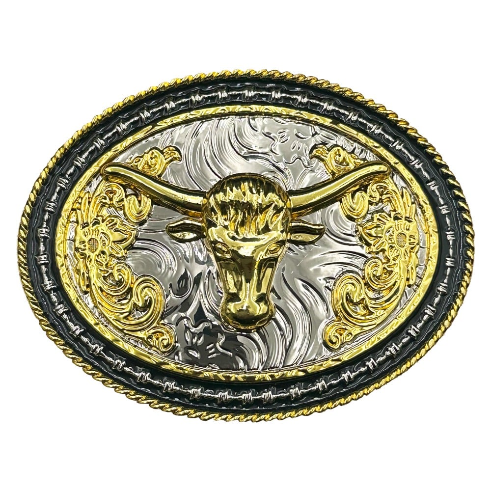 GOLD & Black Shiny Bull Belt Buckle for Women