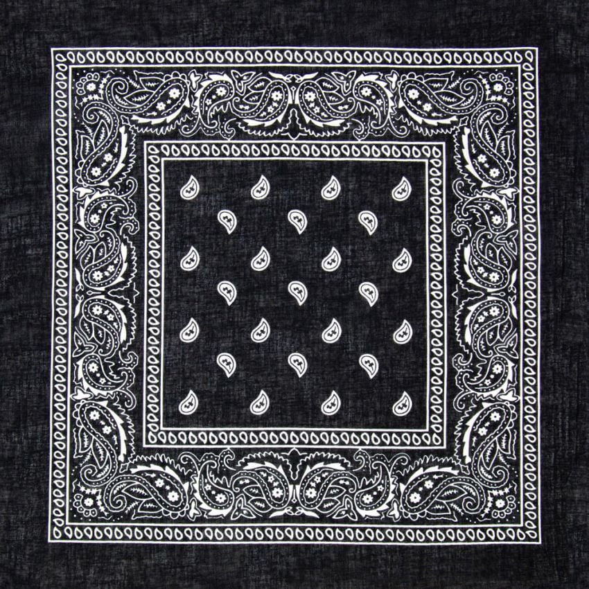 Black Paisley Print Polyester Bandanas