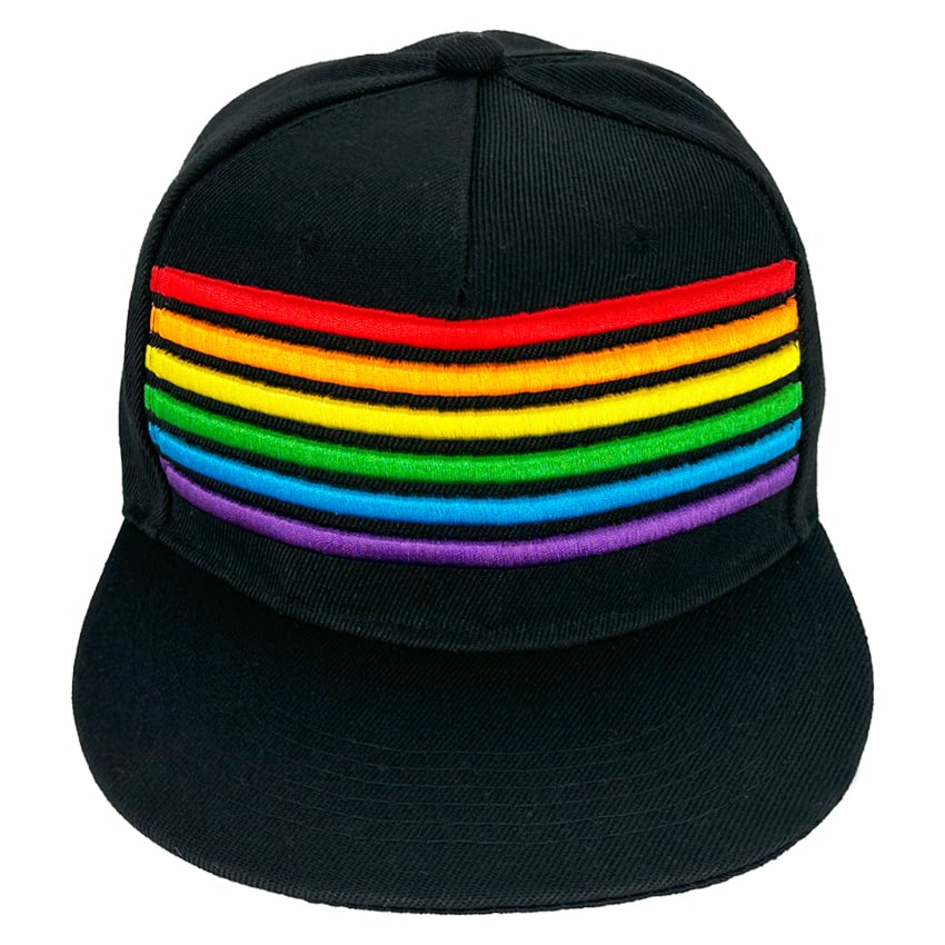 Black Snapback Hats with Rainbow Pride Stripe 