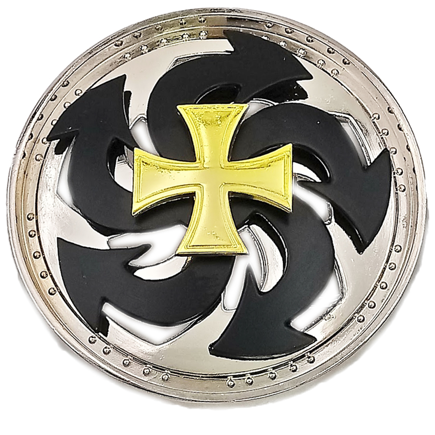 Black & Yellow Cross Spinner BELT BUCKLE