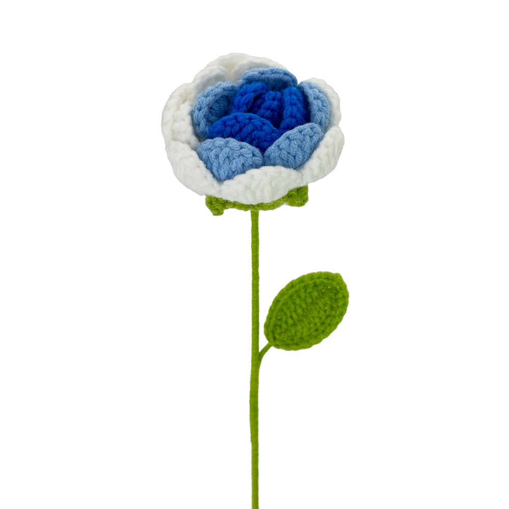Blue White Crochet Single Roses for WEDDINGs and Bouquets