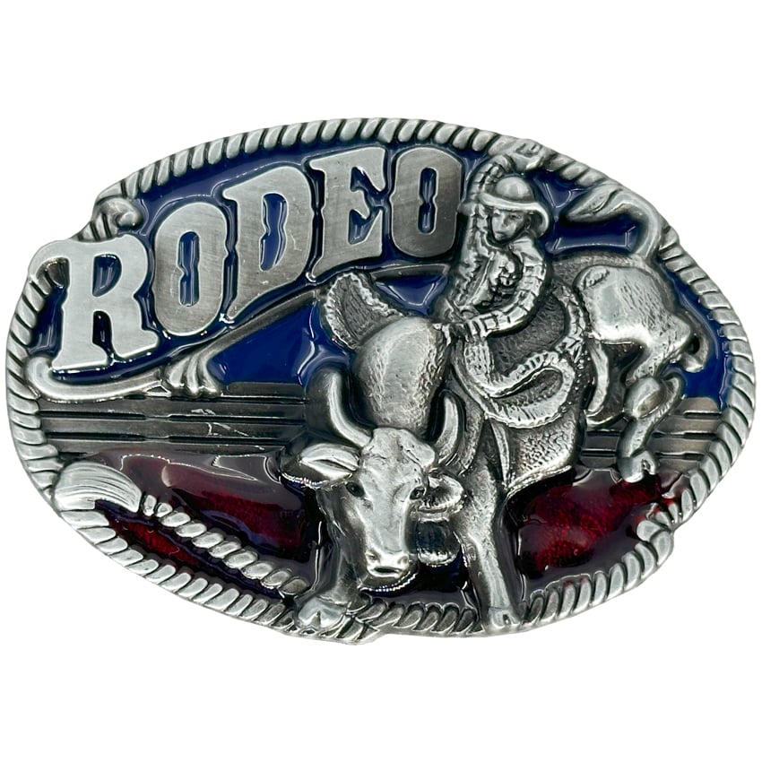 Blue & Red Rodeo BELT Buckle