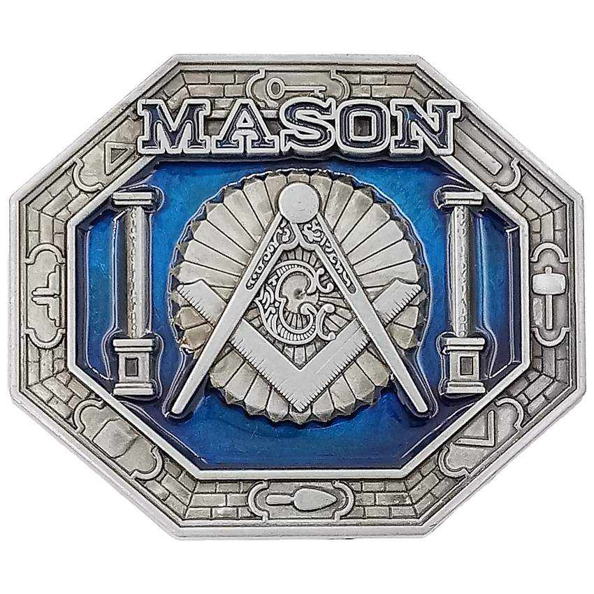 Blue & Silver Mason BELT BUCKLE