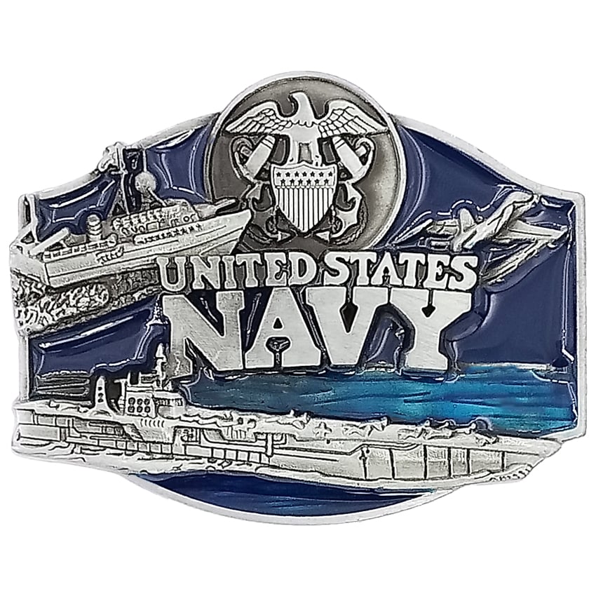 Blue Us Navy Belt Buckle