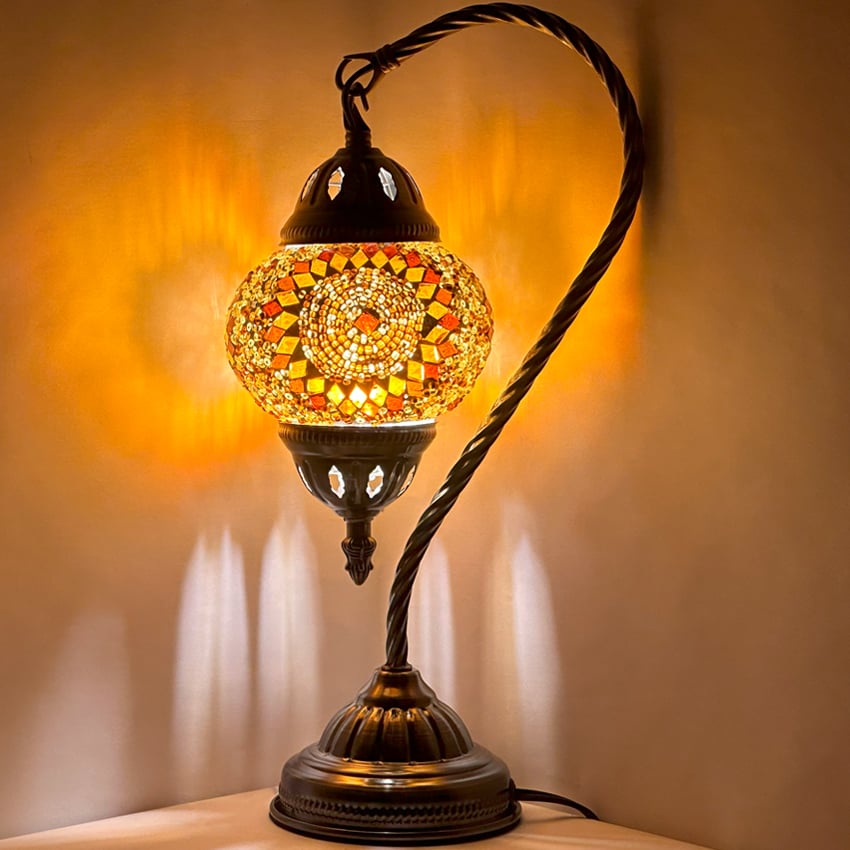 Orange Turkish Style LAMPs with Swan Neck Moroccan Style - Without Bulb