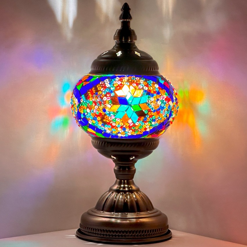 Bright RAinbow STAR Turkish StylE MosAic TAblE LAmp - Without Bulbs