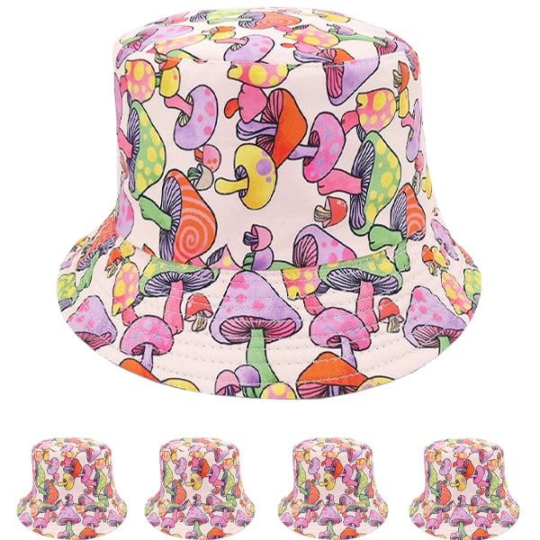 Multicolor Mushroom Pattern Bucket HATs
