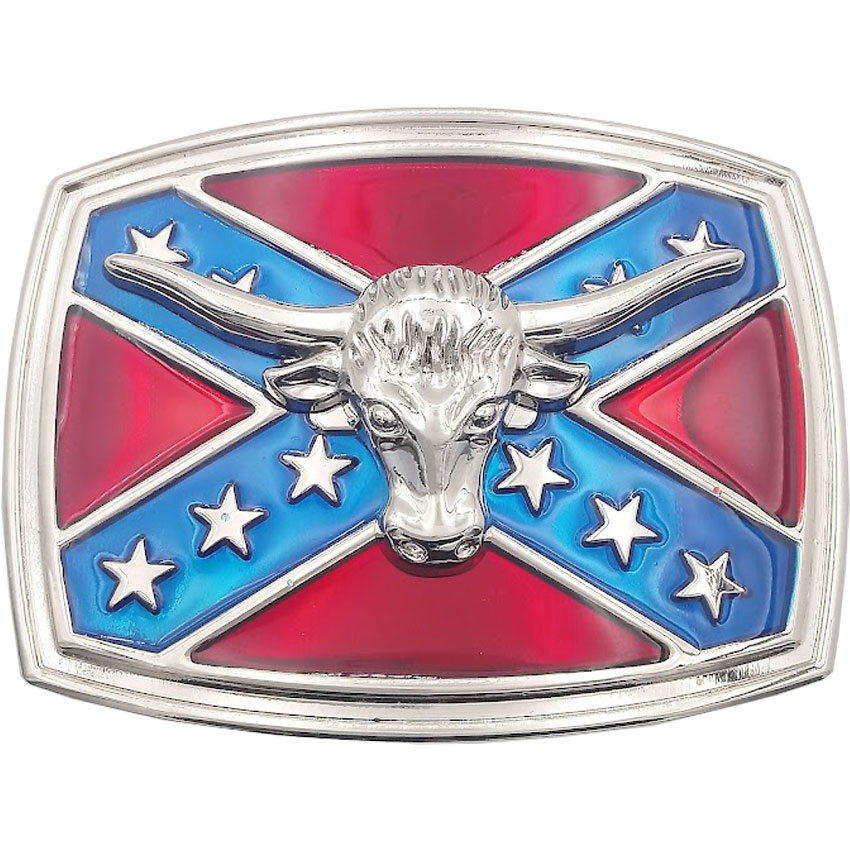 Confederate FLAG Belt Buckle Eye-Catching Bull design
