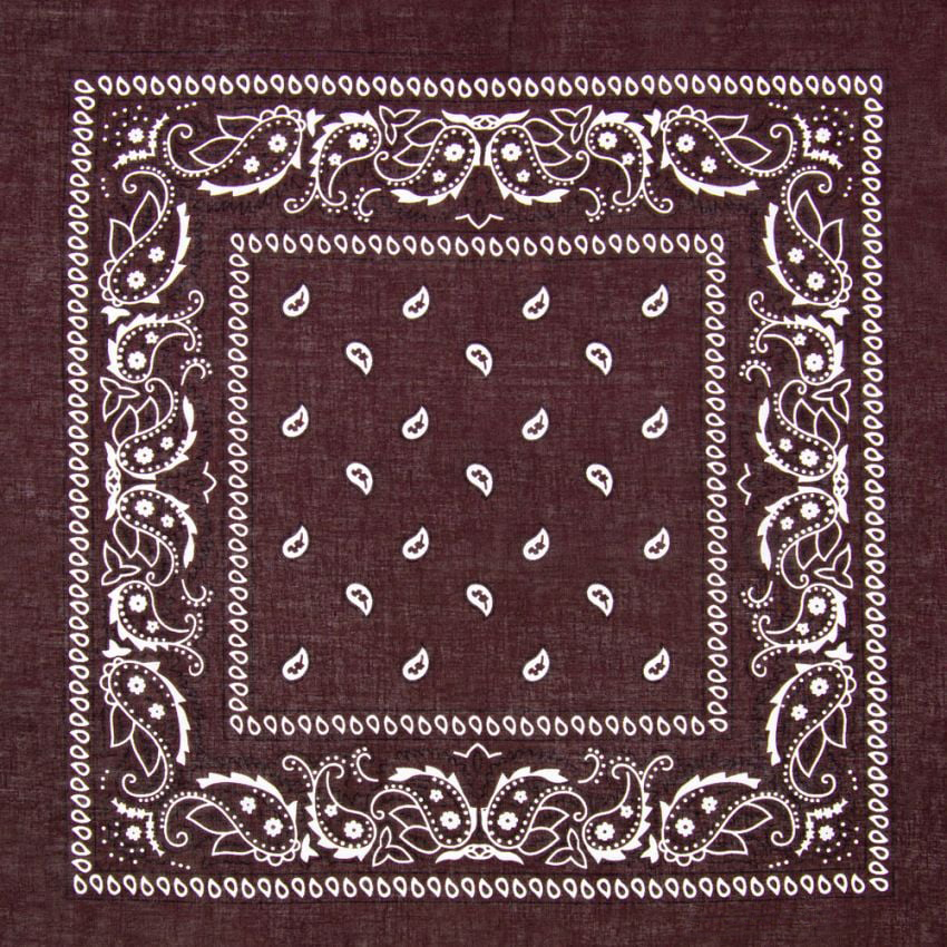 Brown Paisley Print Polyester BANDANAs