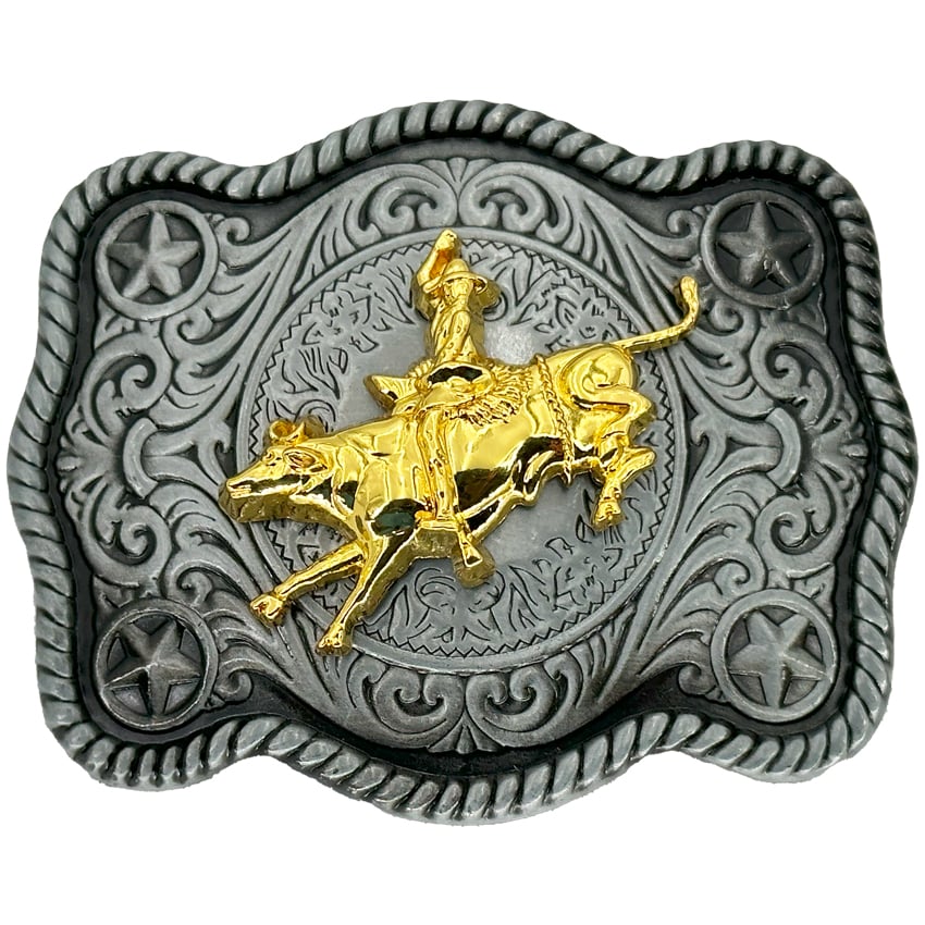 Bull Belt Buckle High-Quality GOLD Colored Rodeo Design