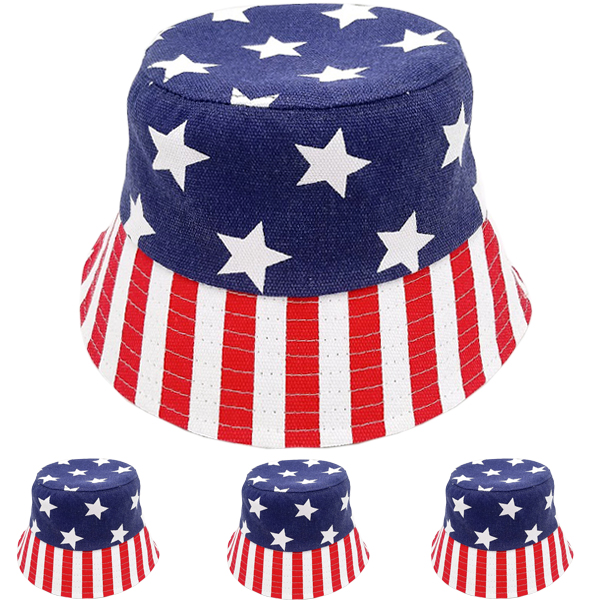 American Flag Print Breathable Bucket HAT