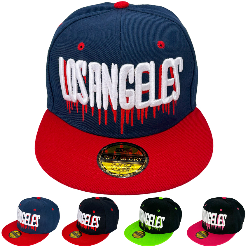 LOS ANGELES Snapback Hats with Embroidered Multicolor Design