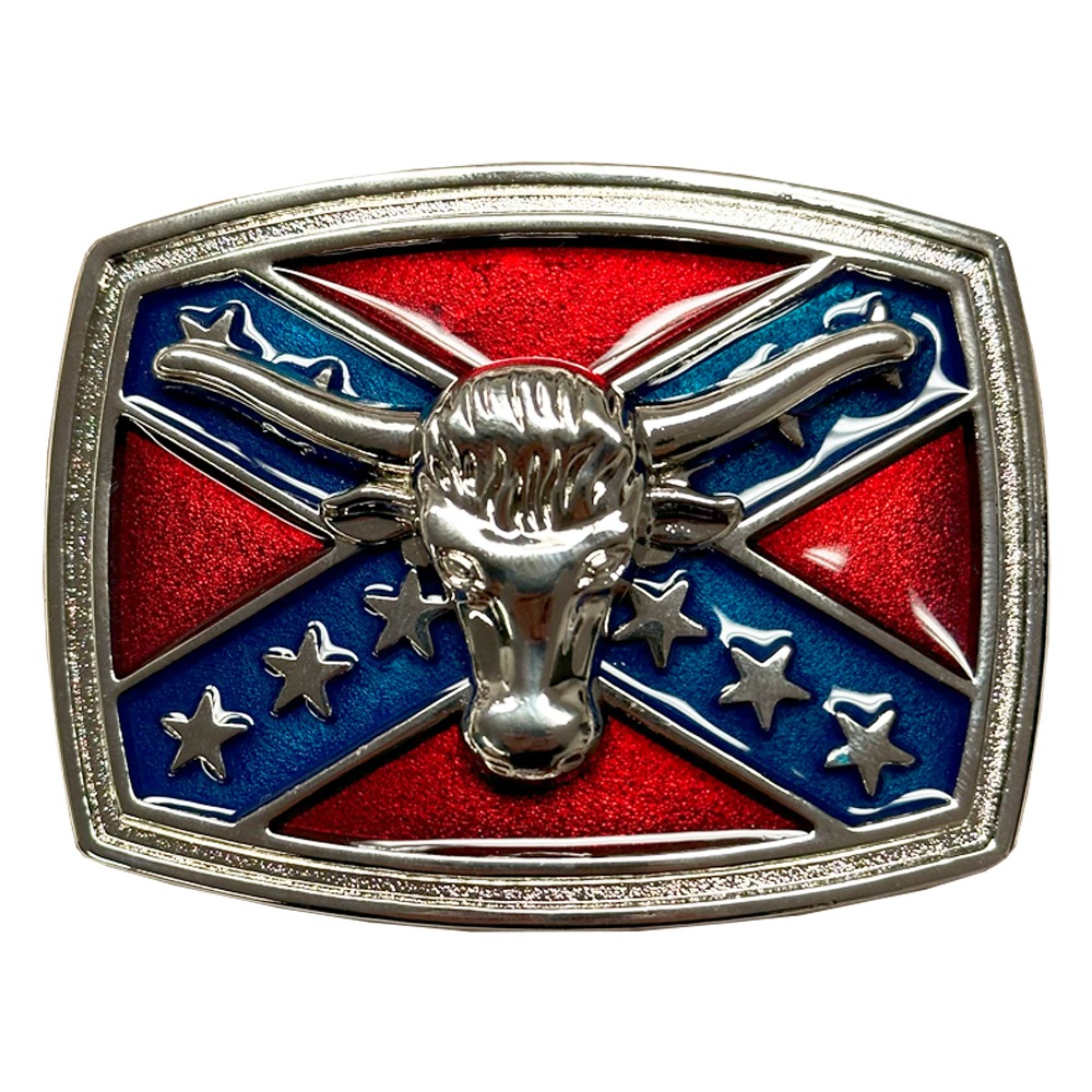 Confederate Flag BELT BUCKLE Eye-Catching Bull design