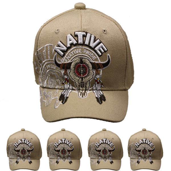 Native American Pride Bull SKULL Baseball Cap