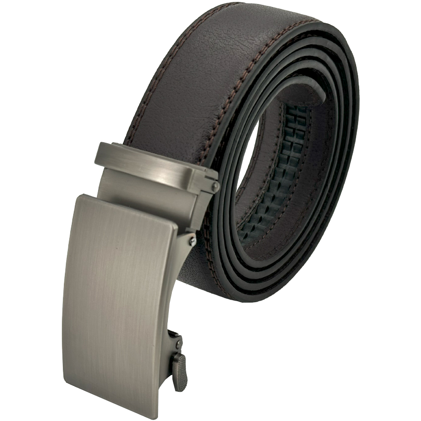 Dark Brown Ratchet BELTS - No Holes Adjustable Slide BELTS