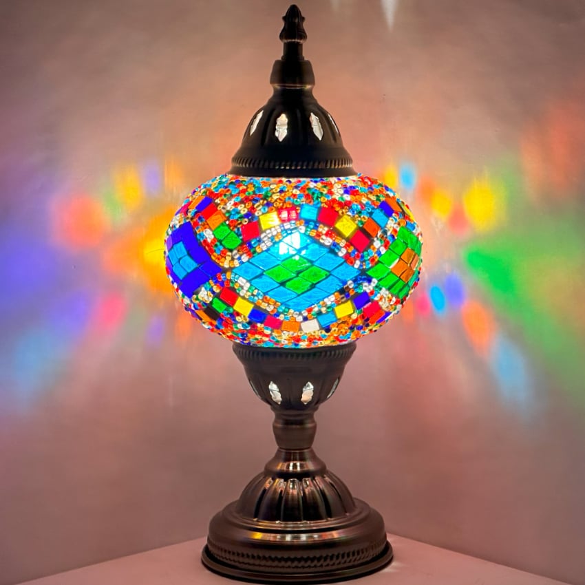 Multicolor Diamond Road Design Turkish Mosaic LAMPs - Without Bulb