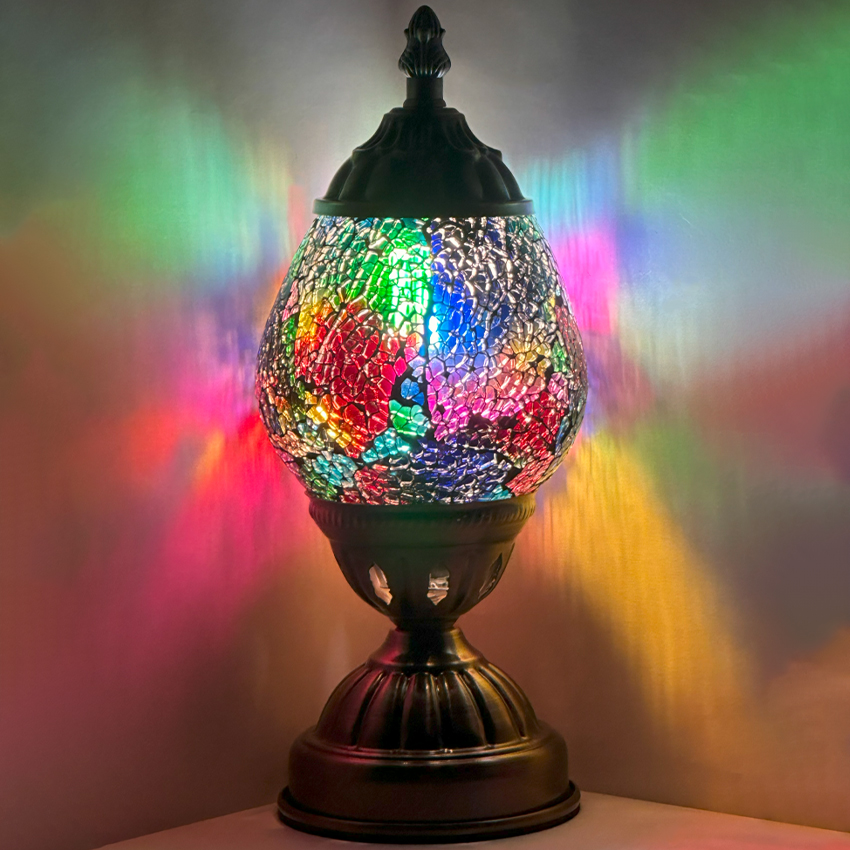 Cosmic Rainbow Mosaic Glass LAMP - Without Bulb