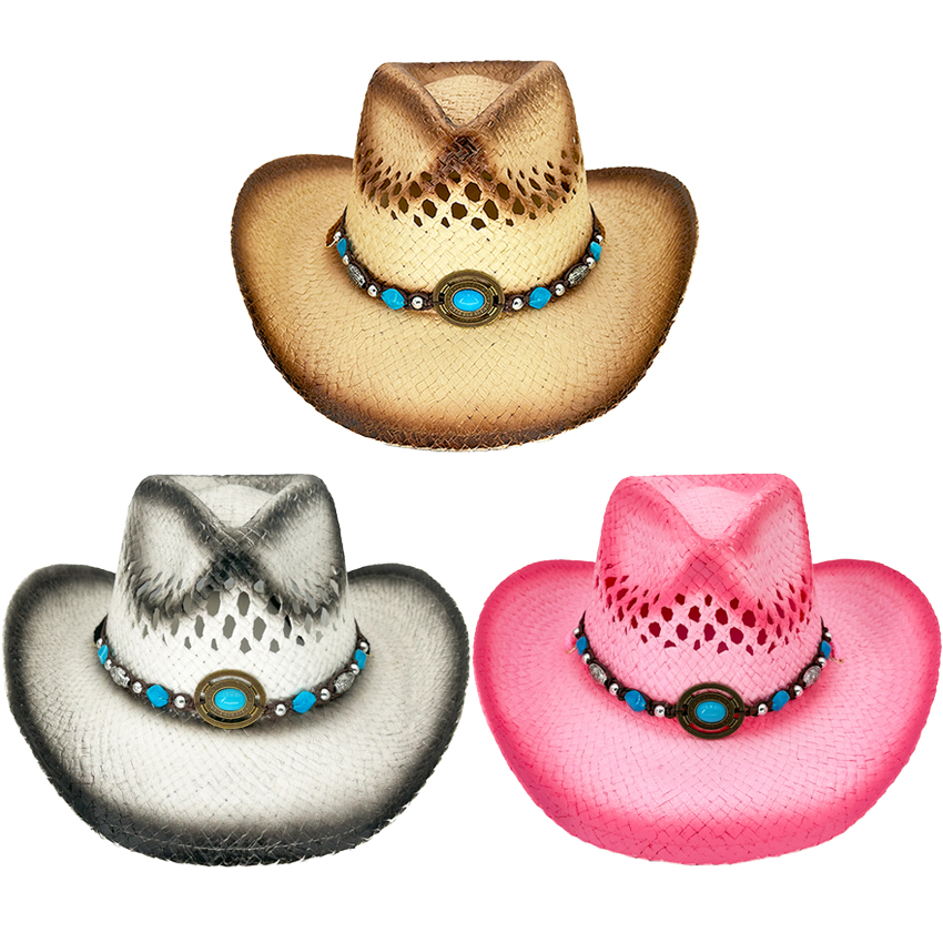 Breathable Raffia Straw COWBOY HAT - Mixed Colors