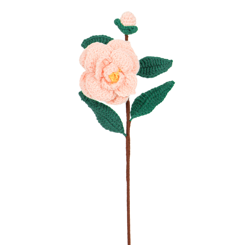 Pink Crochet Camellia FLOWERS for Romantic Bouquets - Pure Desires
