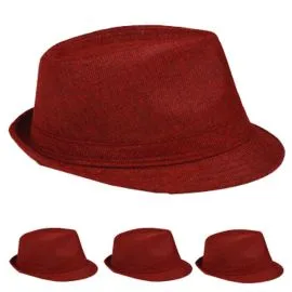 Maroon Adult Beach Party Trilby Fedora Hat In Wholesale