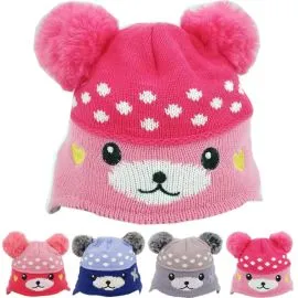 Wholesale Kid's Winter Hat Set - Cute Bear With Hat Beanie-1