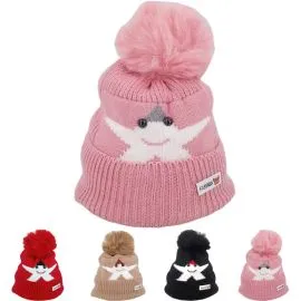 Wholesale Kid's Winter Beanie Hat - Smiling Star Design-1