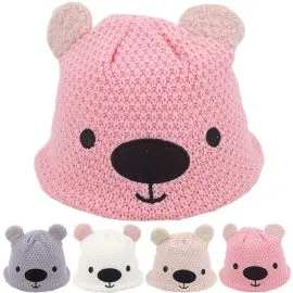 Bulk Kid's Winter Hat - Adorable Bear With Ears Design-1
