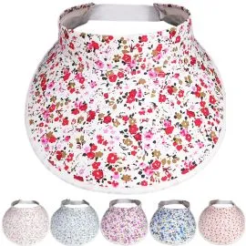 Wholesale Adjustable Flower Pattern Summer Visor Hats for Women-1