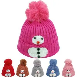 Bulk Kid's Winter Hat - Fun Snowman Design-1
