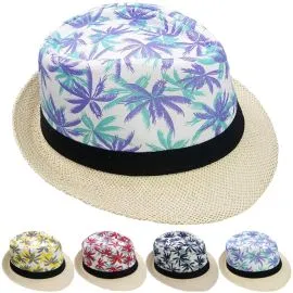 Bulk Multicolor Adult Straw Trilby Fedora Beach Hat Set-1