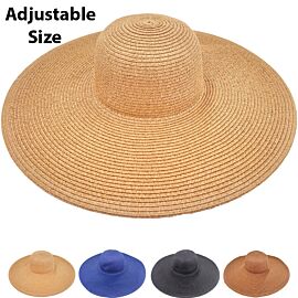 Bulk Wide Brim Adjustable Straw Floppy Summer Hats for Women-1