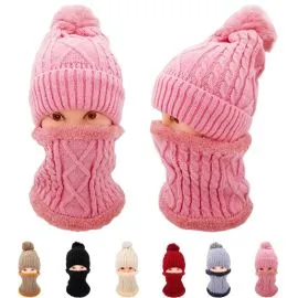 Women's Braid Knitting Beanie and Scarf Set Winter Hats-5