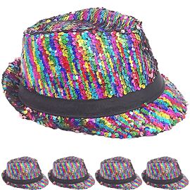 Sombrero de fiesta Trilby Fedora con lentejuelas irlandesas brillantes
