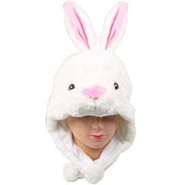 Kid's Plush Pink White Bunny Beanie Hat - Wholesale-1