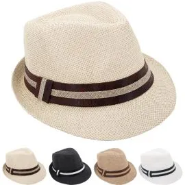 Wholesale Adult Trending Casual Straw Trilby Fedora Hat Set-1
