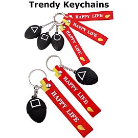 Bulk Trendy Happy Life Keychain-1